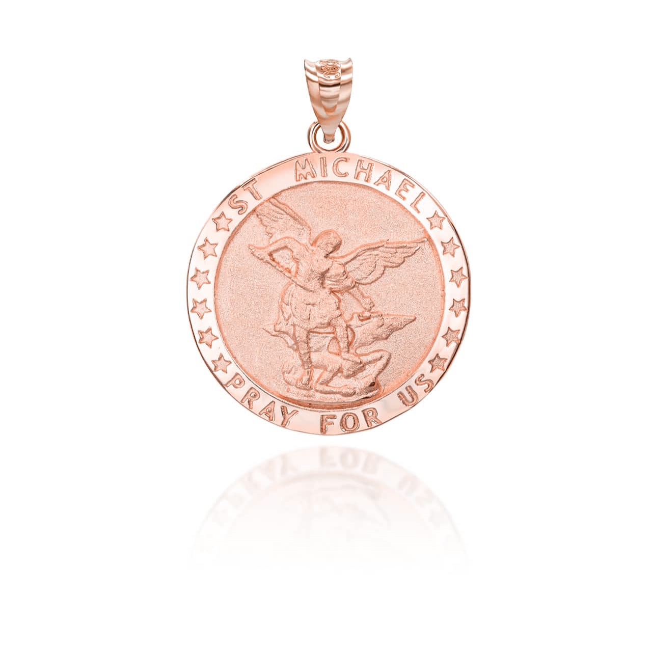 Gold Religious Patron Saint Michael Archangel Medallion Pendant Necklace, view 6