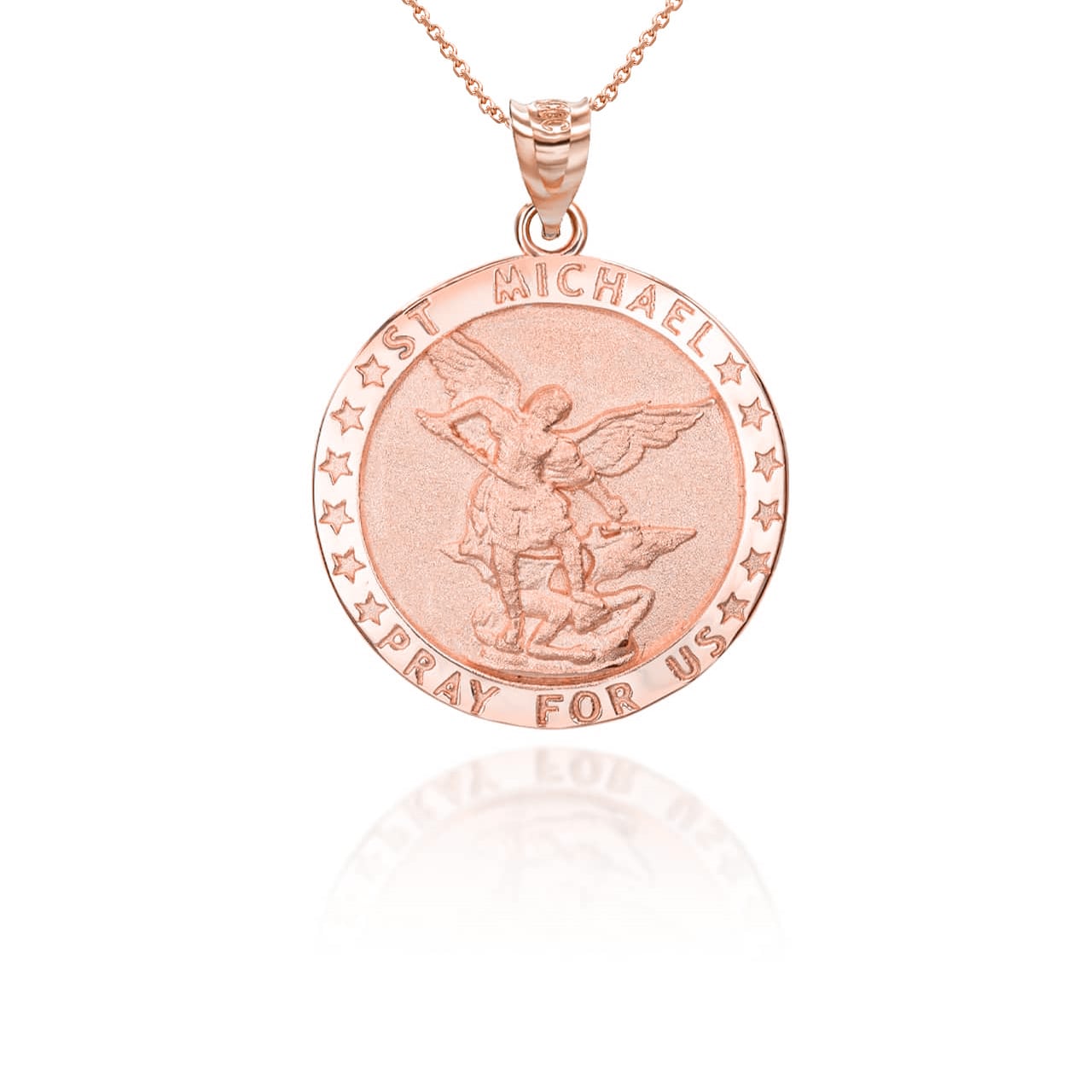 Gold Religious Patron Saint Michael Archangel Medallion Pendant Necklace, view 7