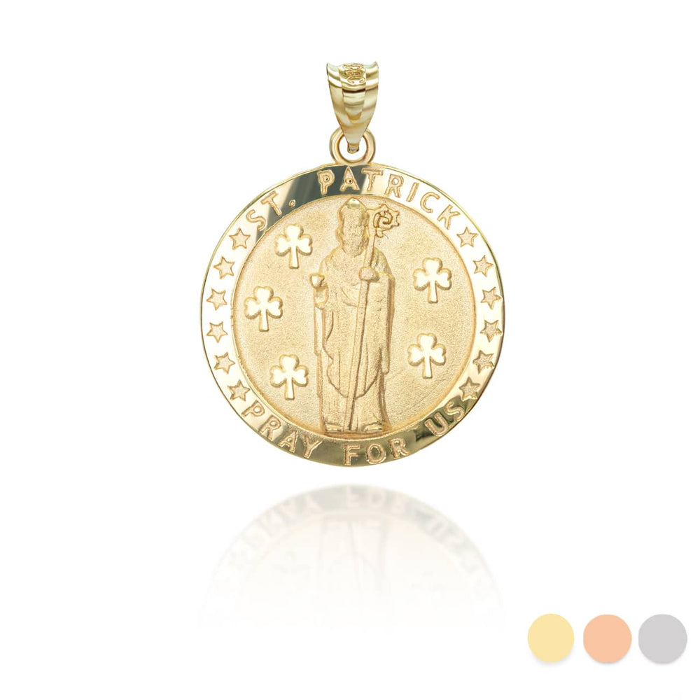 Gold Religious Patron Saint Patrick Irish Medallion Pendant Necklace