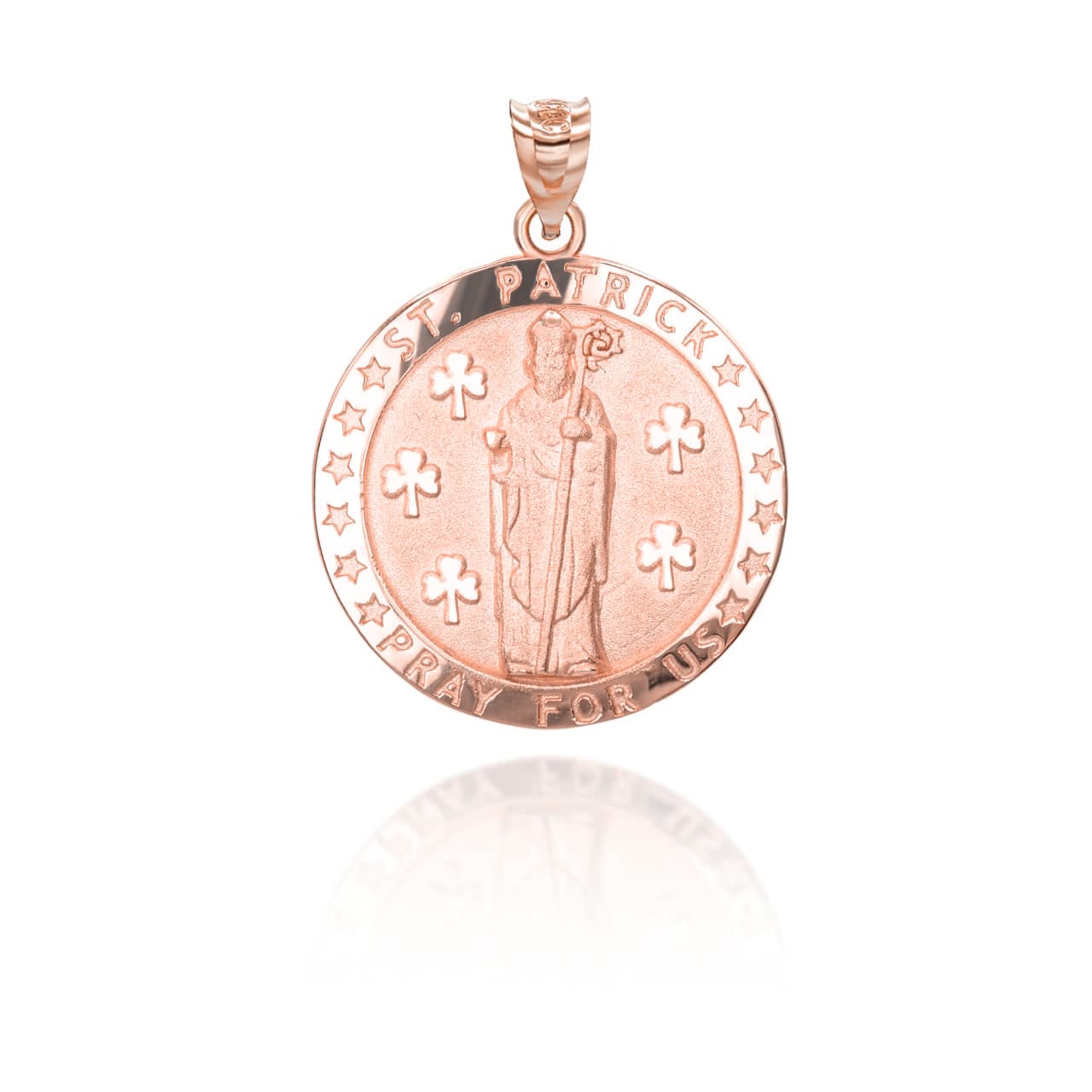 Gold Religious Patron Saint Patrick Irish Medallion Pendant Necklace, view 6