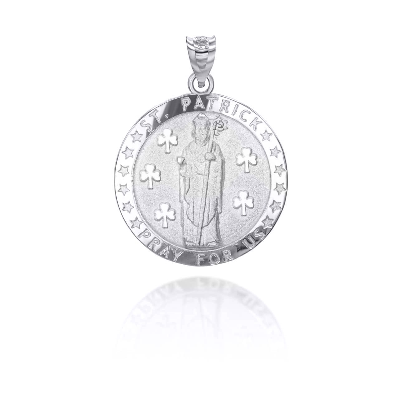 Gold Religious Patron Saint Patrick Irish Medallion Pendant Necklace, view 8