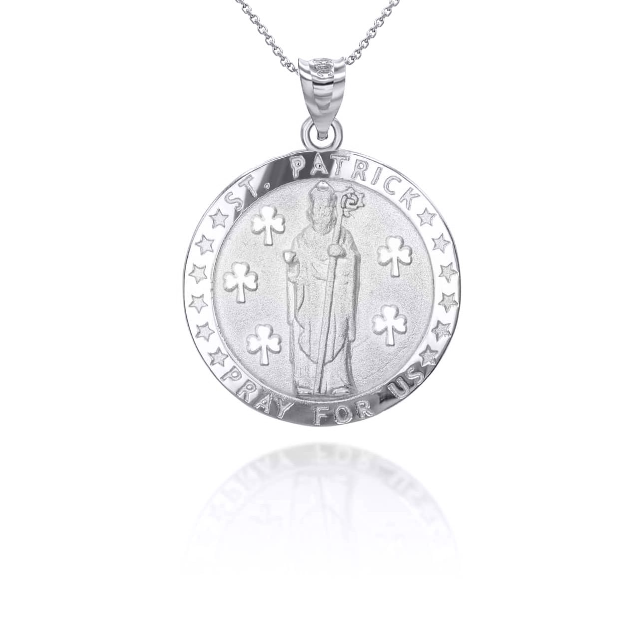 Gold Religious Patron Saint Patrick Irish Medallion Pendant Necklace, view 9