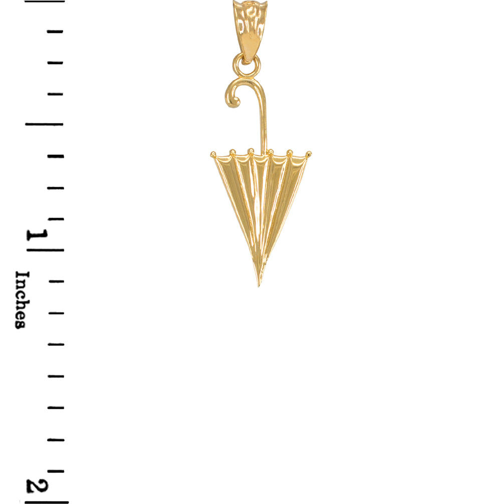 Gold Retracted Umbrella Pendant Necklace, view 2