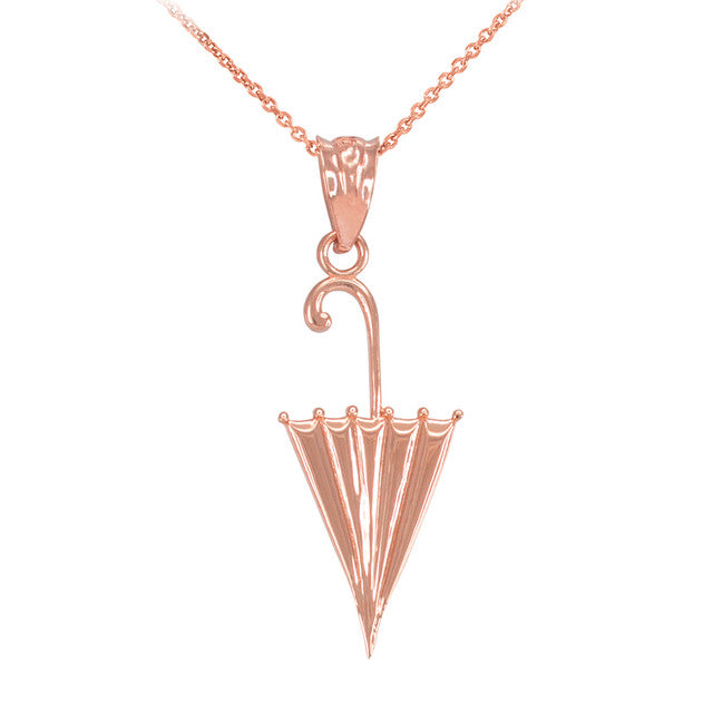 Gold Retracted Umbrella Pendant Necklace, view 7