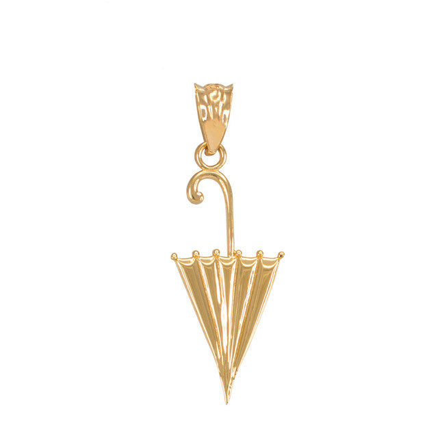 Gold Retracted Umbrella Pendant Necklace, view 8