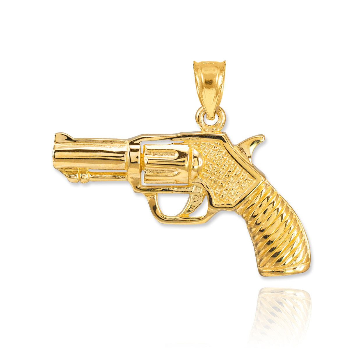 Gold Revolver Gun Pendant Necklace, view 4