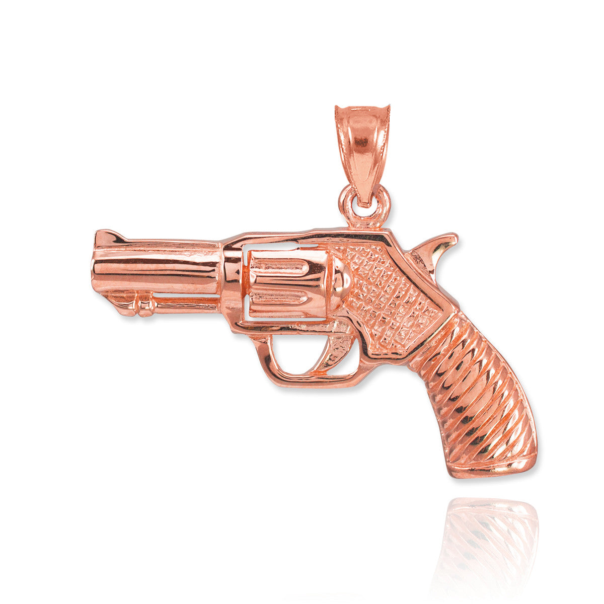 Gold Revolver Gun Pendant Necklace, view 5