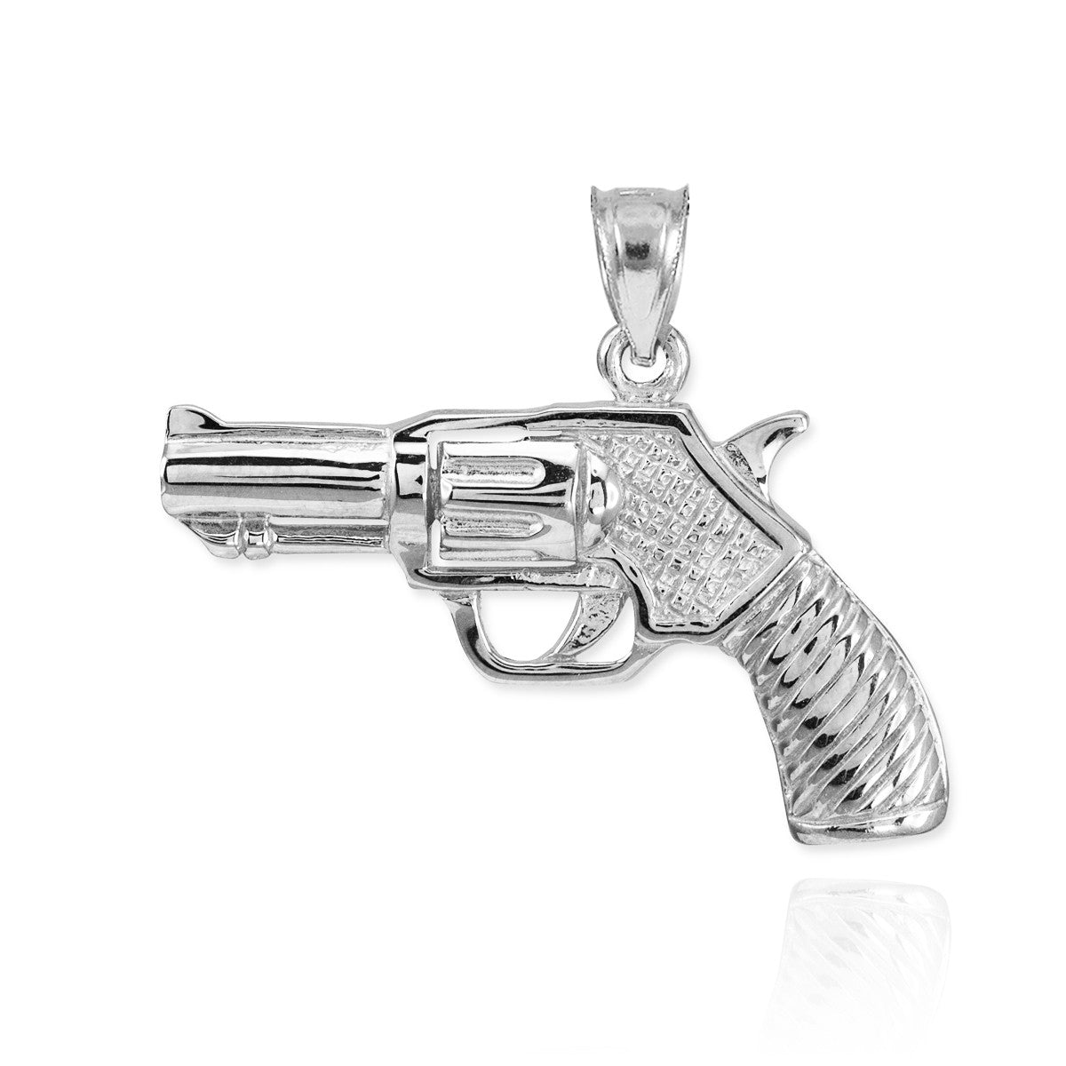 Gold Revolver Gun Pendant Necklace, view 6