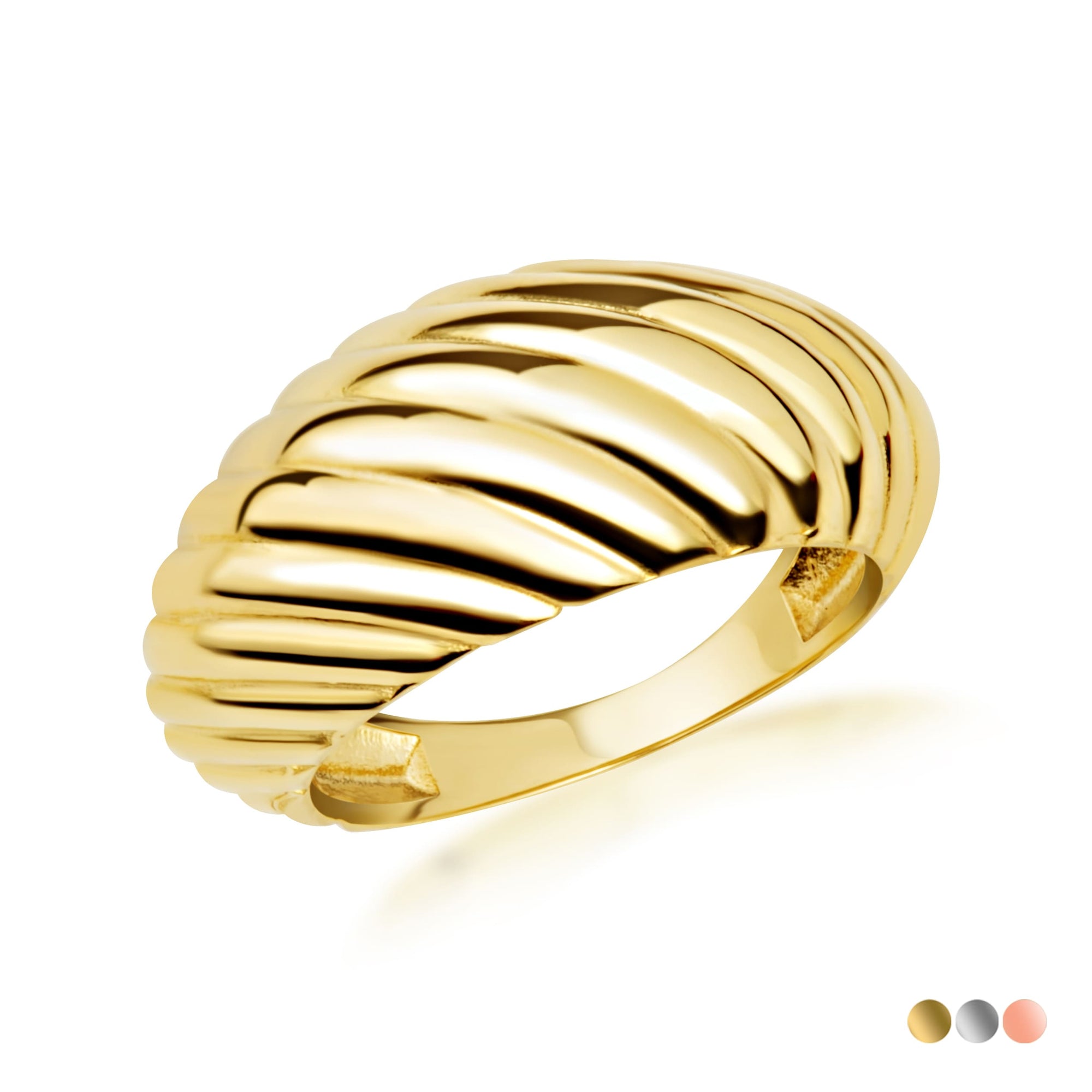 Gold Ribbed Dome Ring