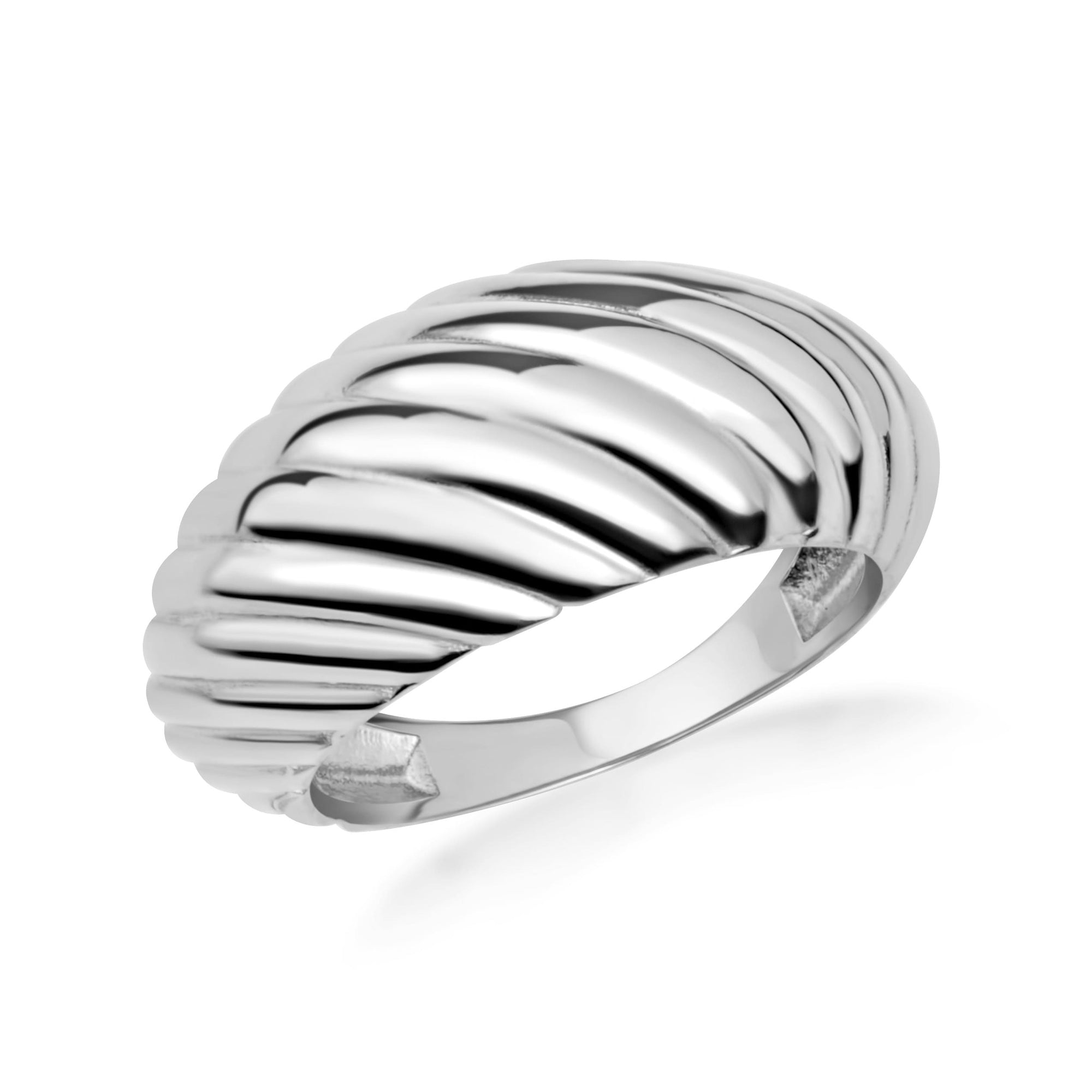 Gold Ribbed Dome Ring, view 4