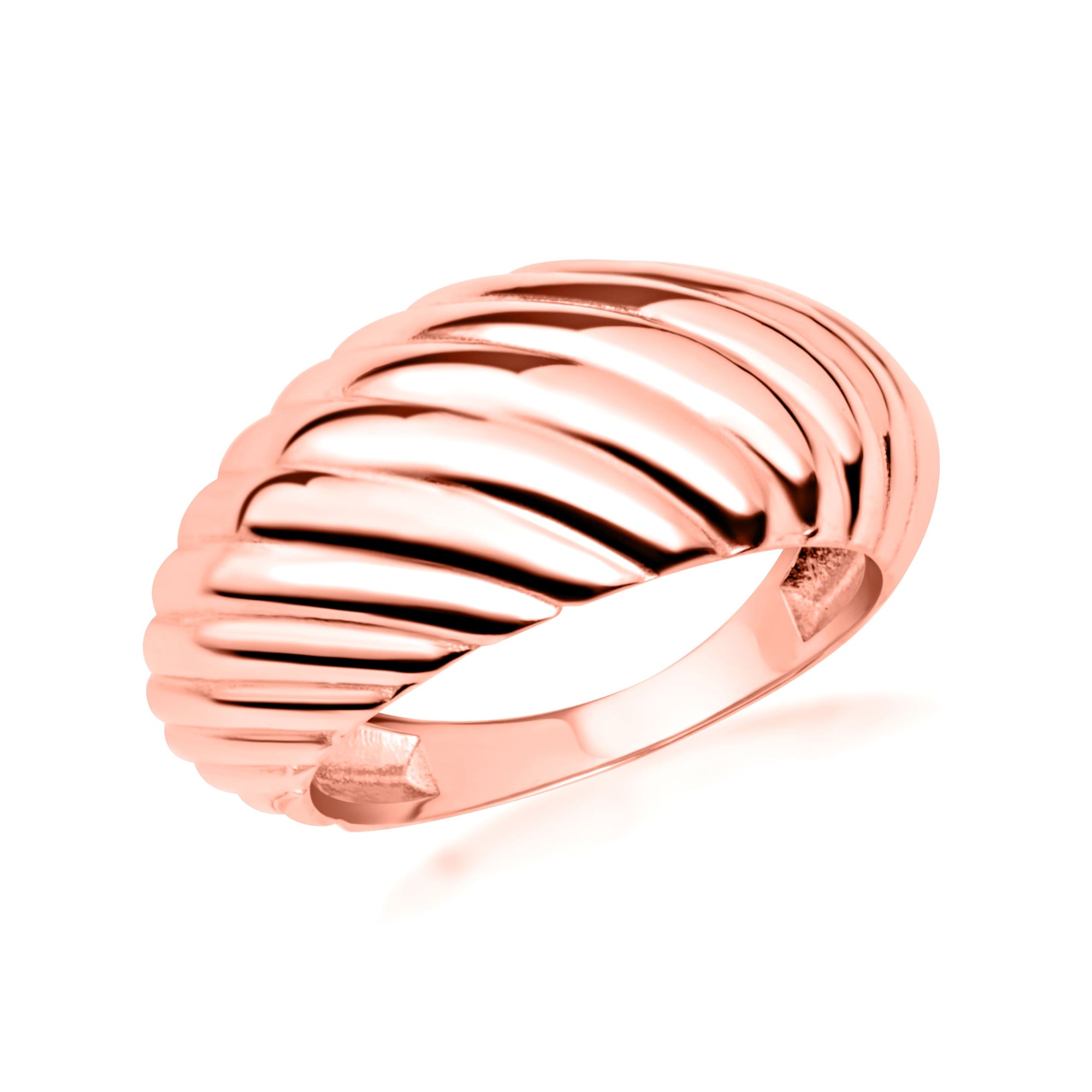 Gold Ribbed Dome Ring, view 5