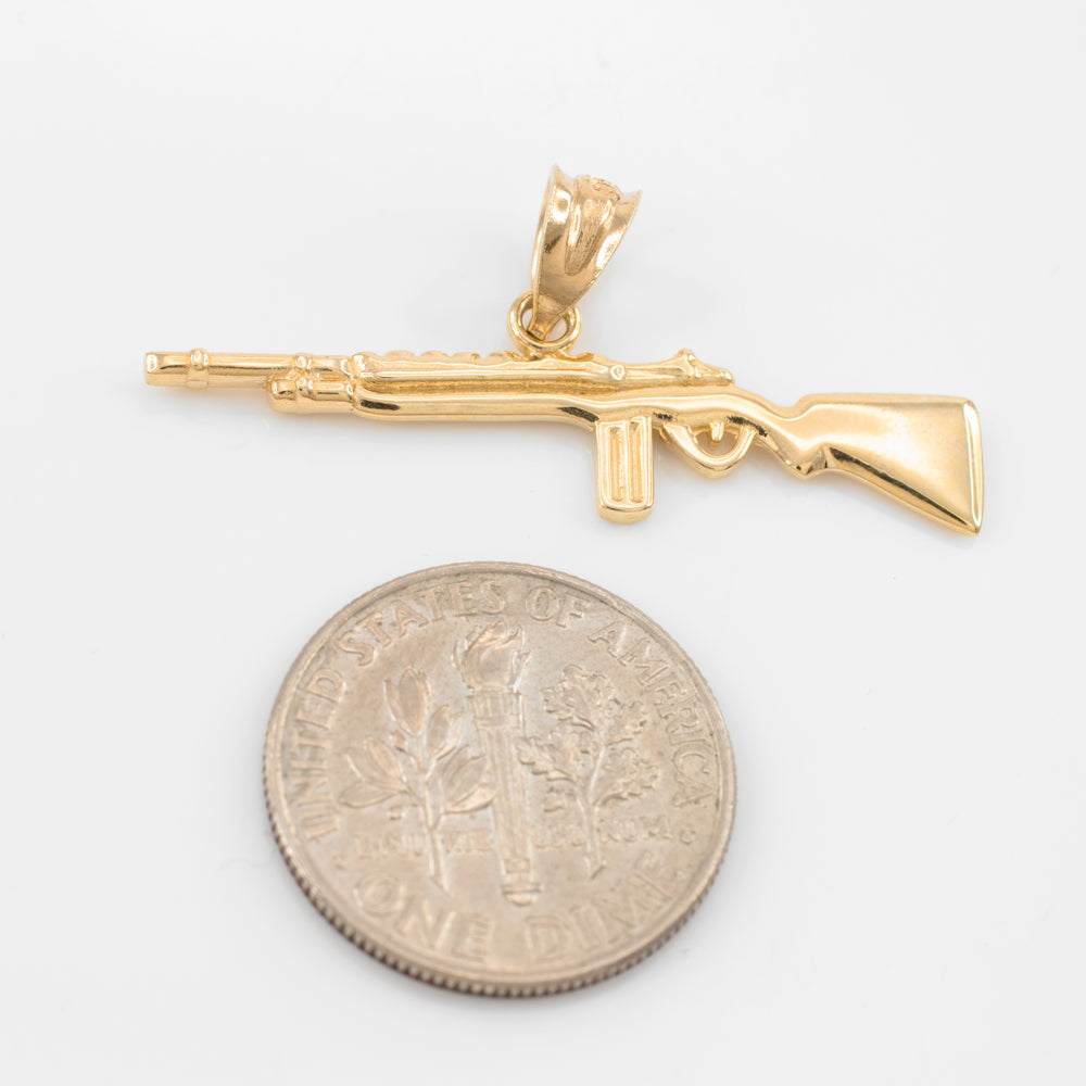 Gold Rifle with Magazine Pendant Necklace, view 2