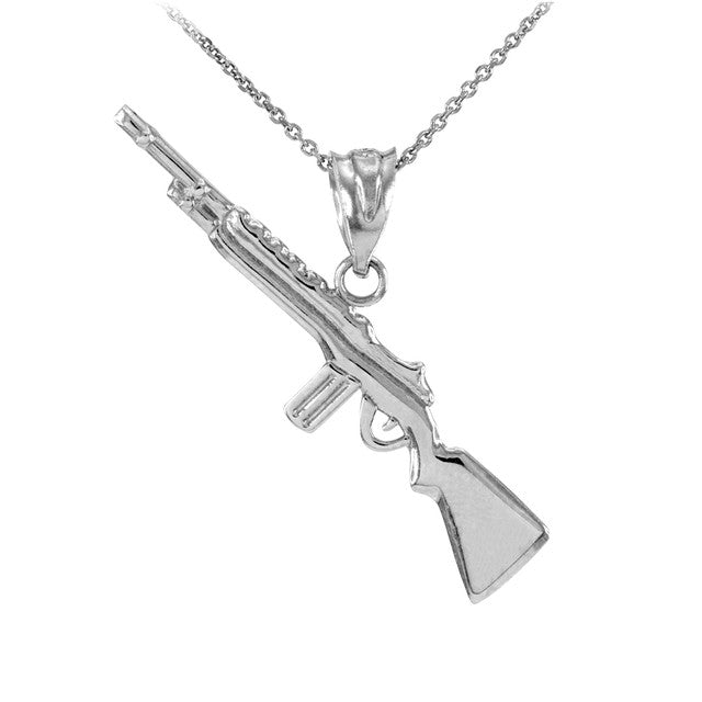 Gold Rifle with Magazine Pendant Necklace, view 3