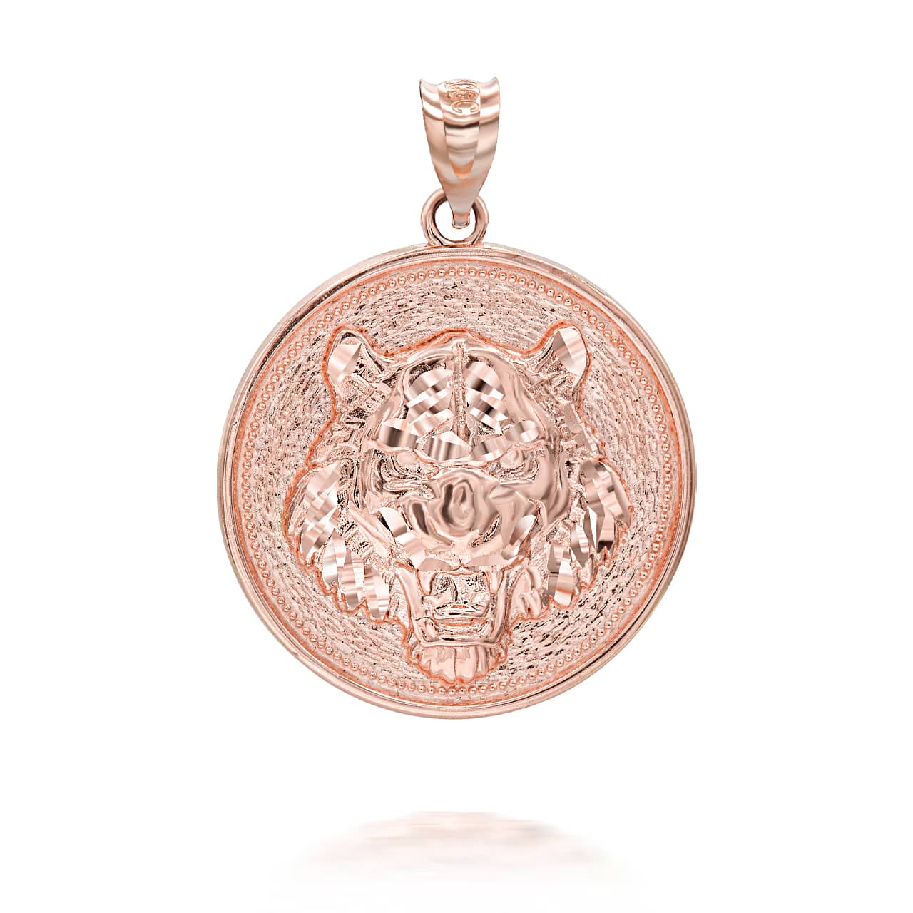 Gold Roaring Tiger Medallion Pendant Necklace, view 5