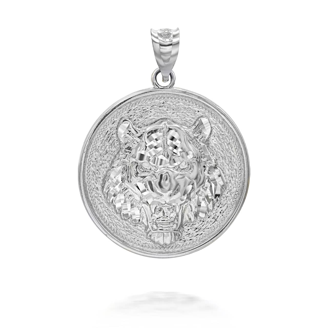 Gold Roaring Tiger Medallion Pendant Necklace, view 7