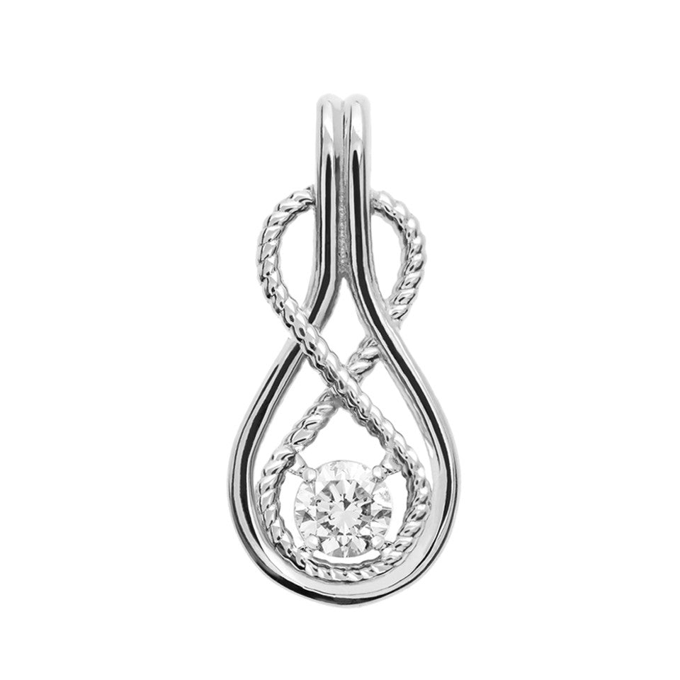 Gold Rope Infinity Teardrop Diamond Pendant Necklace, view 4