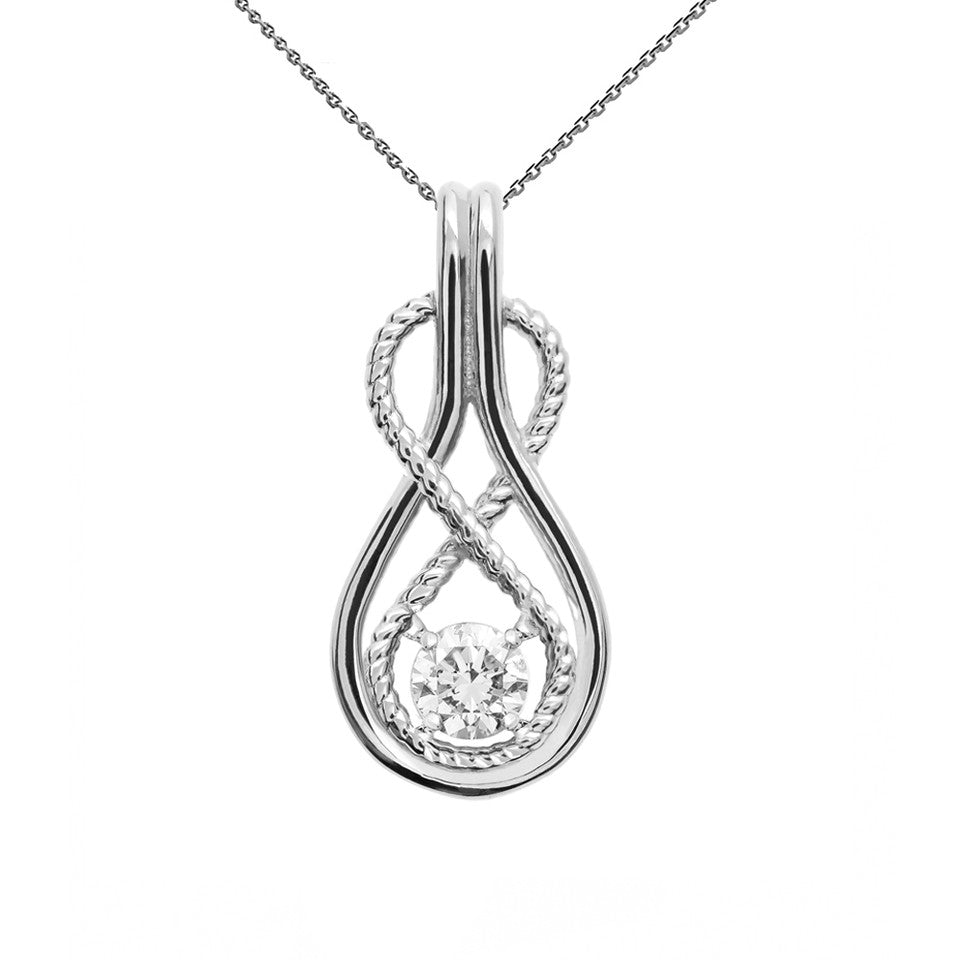 Gold Rope Infinity Teardrop Diamond Pendant Necklace, view 5