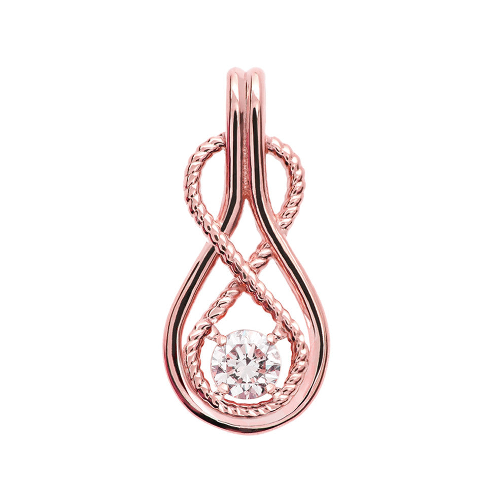 Gold Rope Infinity Teardrop Diamond Pendant Necklace, view 6