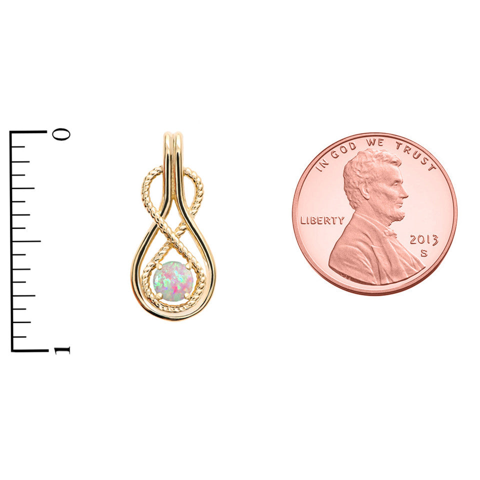 Gold Rope Infinity Teardrop Opal Birthstone Pendant Necklace, view 3