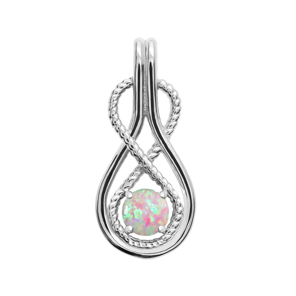 Gold Rope Infinity Teardrop Opal Birthstone Pendant Necklace, view 4