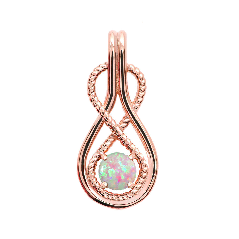 Gold Rope Infinity Teardrop Opal Birthstone Pendant Necklace, view 6