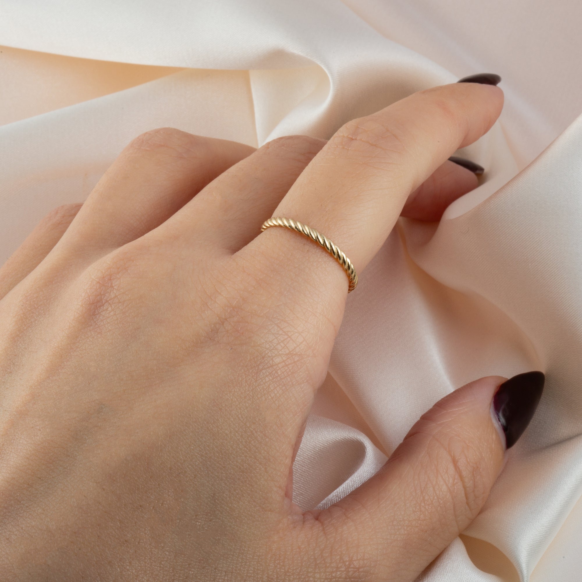 Gold Rope Twist Band Ring, view 2