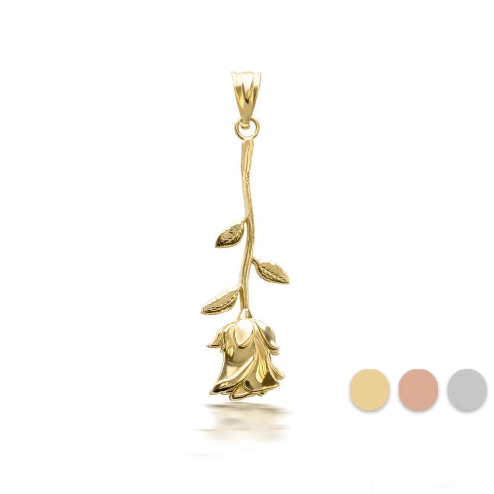 Gold Rose Flower Pendant Necklace