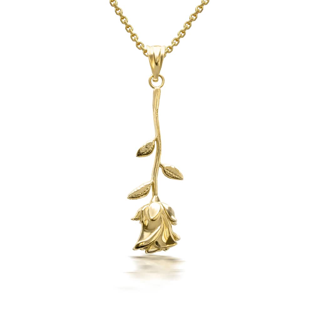 Gold Rose Flower Pendant Necklace, view 2