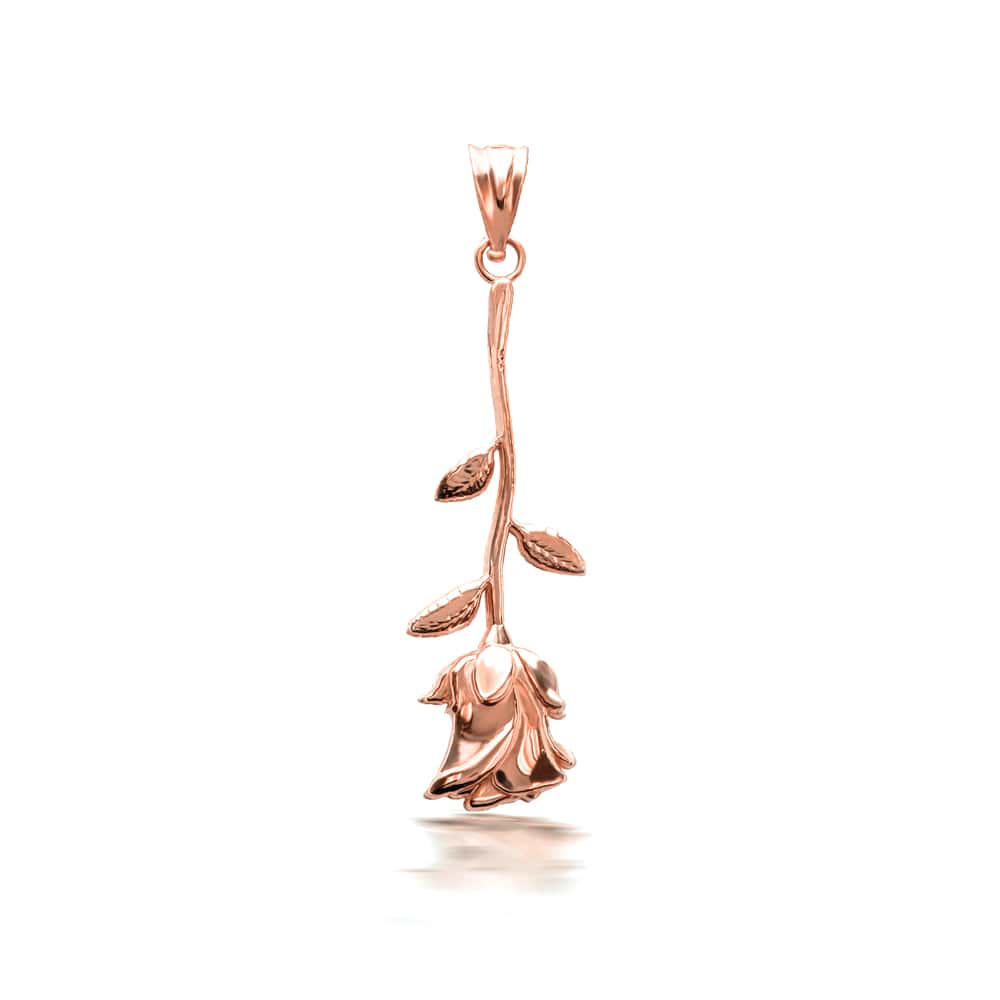 Gold Rose Flower Pendant Necklace, view 5