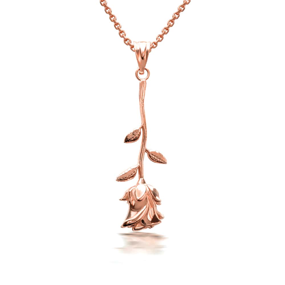 Gold Rose Flower Pendant Necklace, view 6