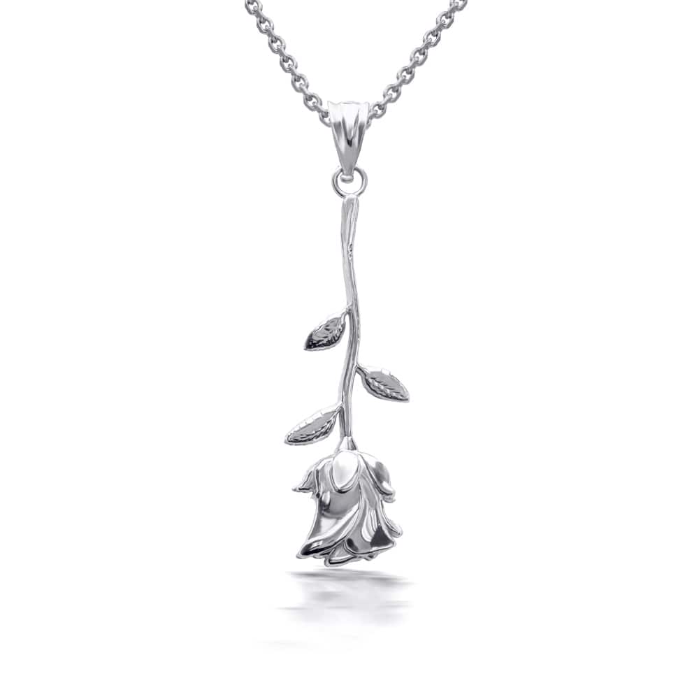 Gold Rose Flower Pendant Necklace, view 8