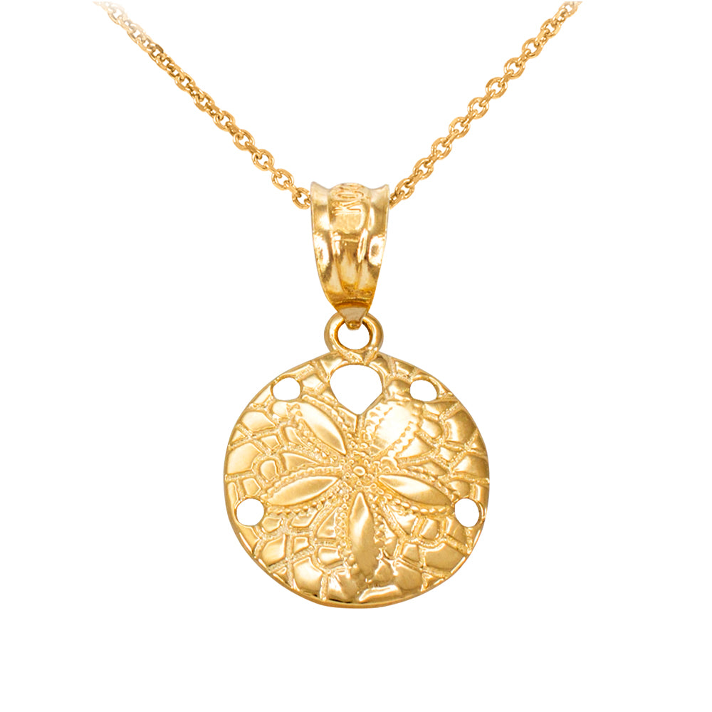 Gold Round Sand Dollar Pendant Necklace