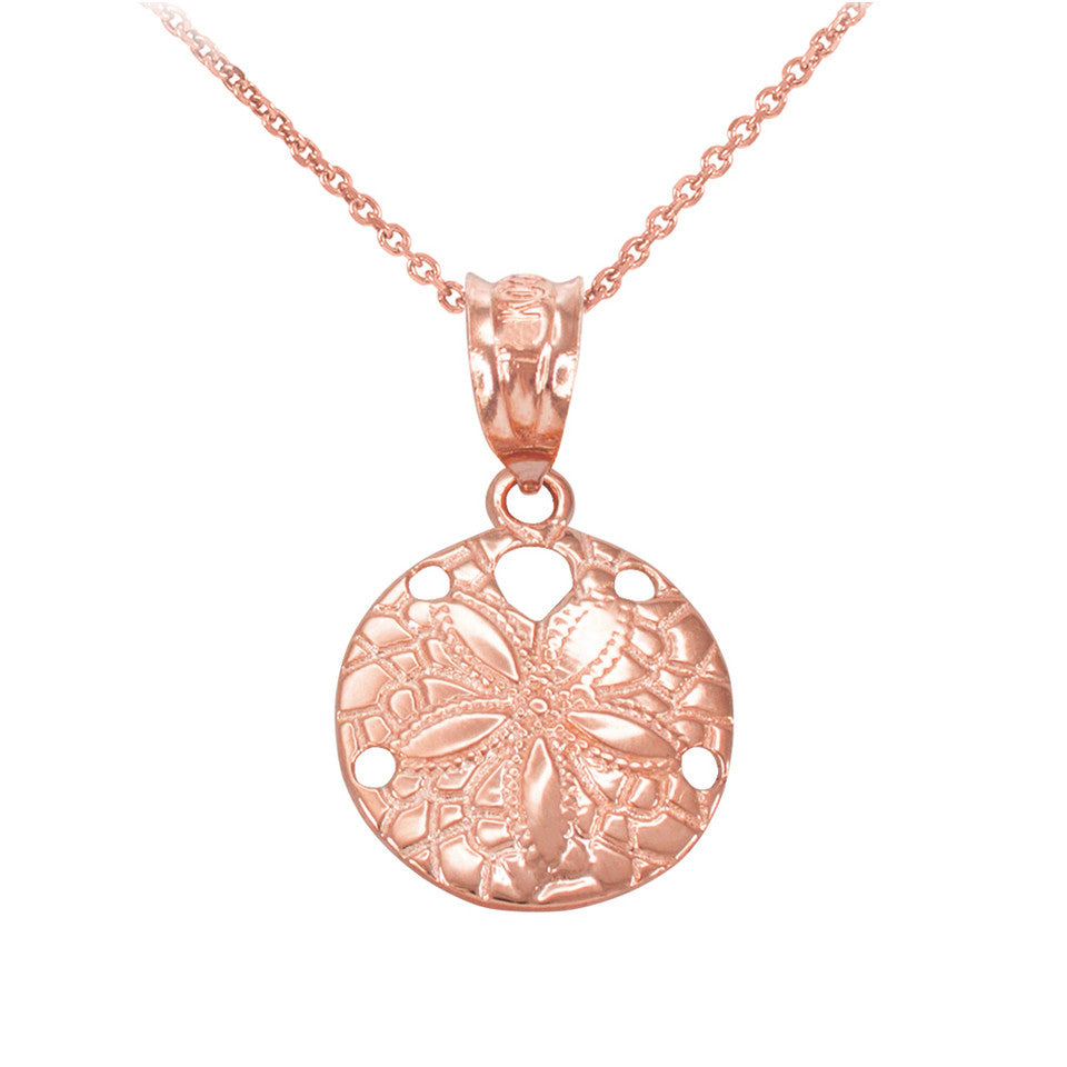 Gold Round Sand Dollar Pendant Necklace, view 3