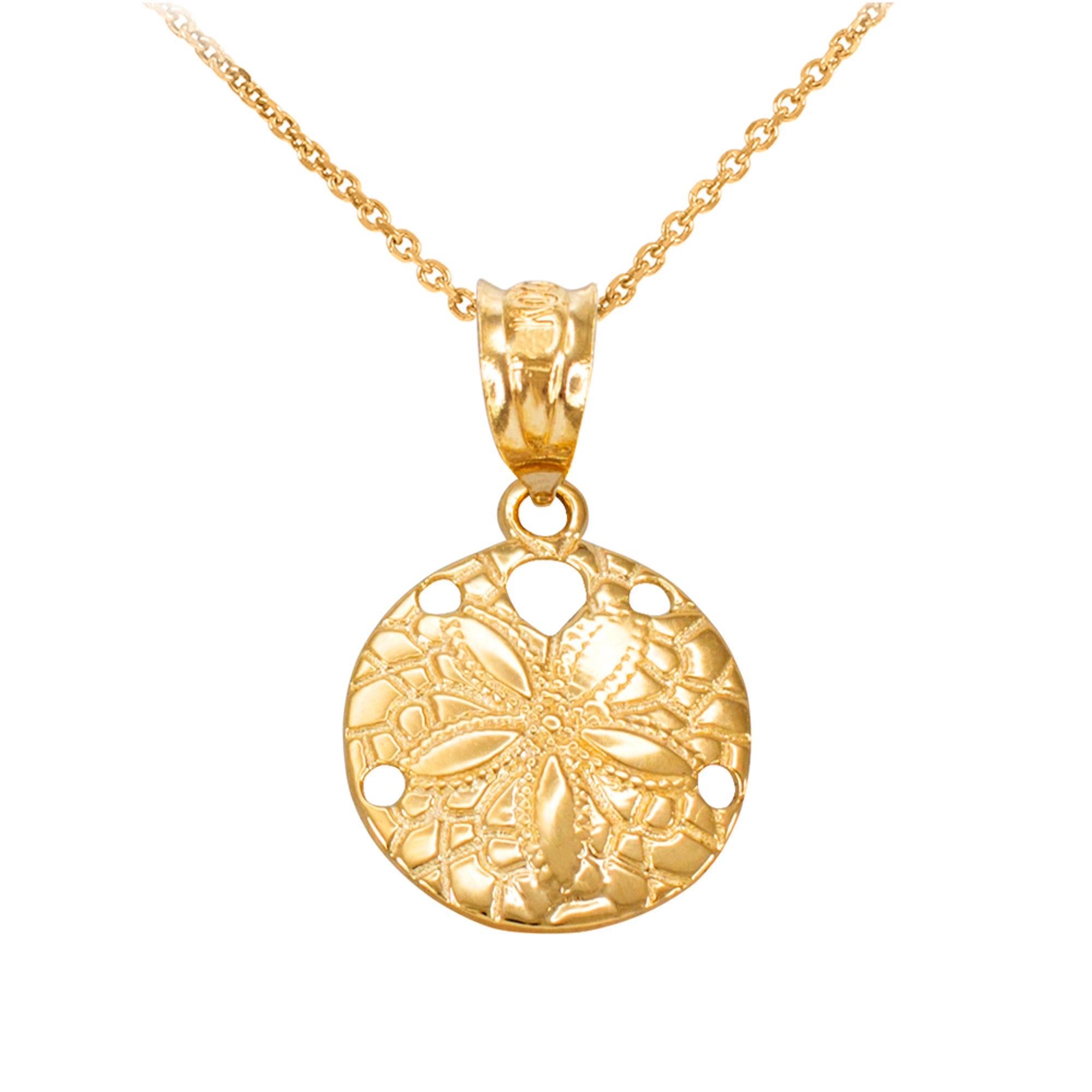 Gold Round Sand Dollar Pendant Necklace, view 4