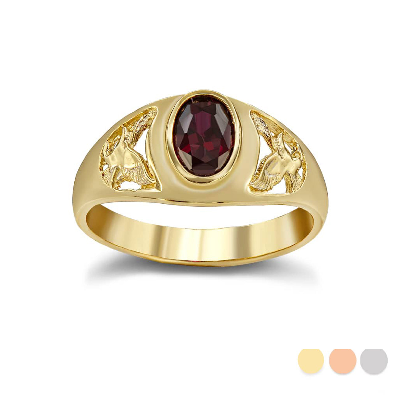 Gold Ruby Birthstone Eagle Ring