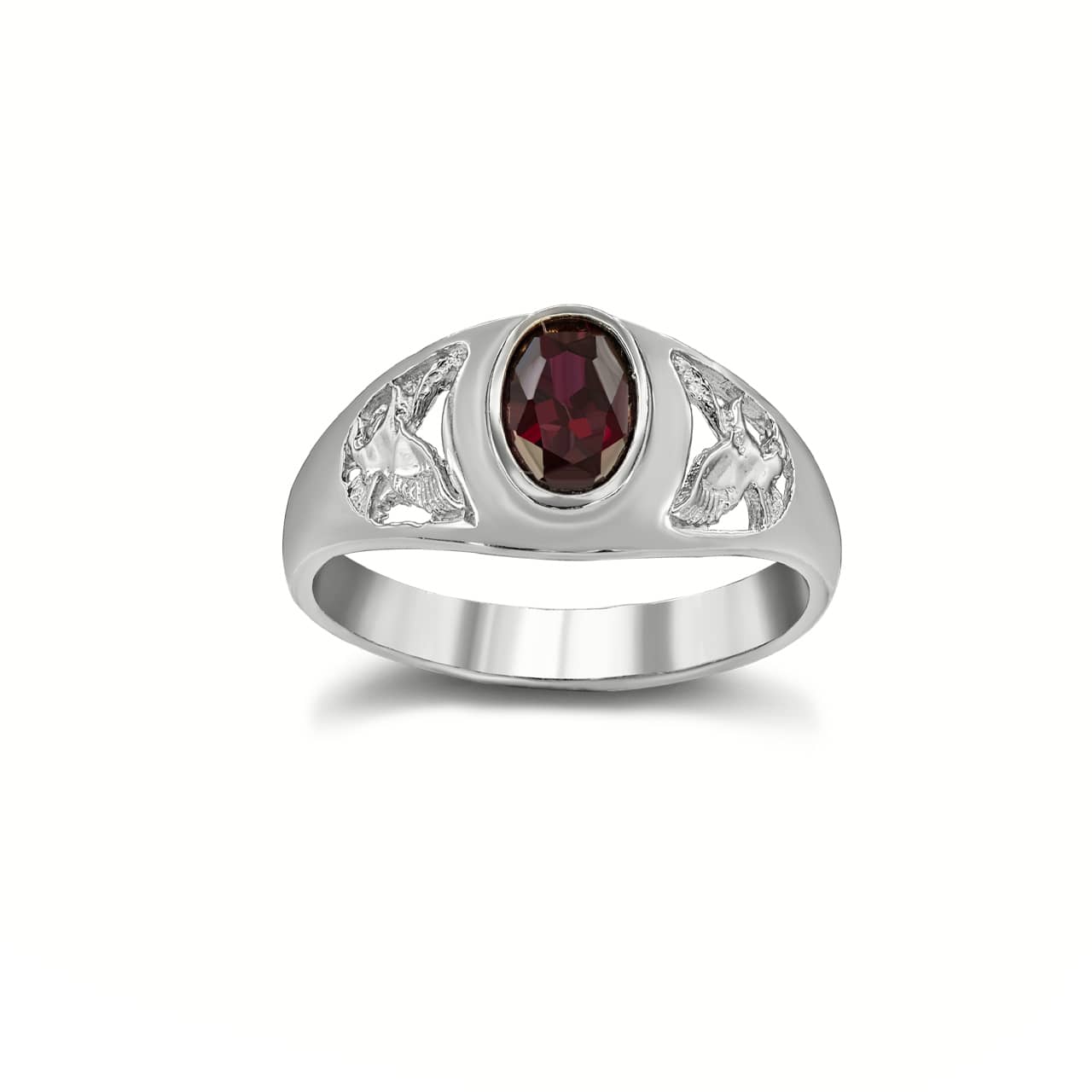 Gold Ruby Birthstone Eagle Ring, view 2