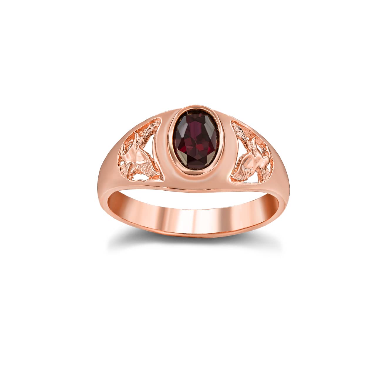 Gold Ruby Birthstone Eagle Ring, view 3