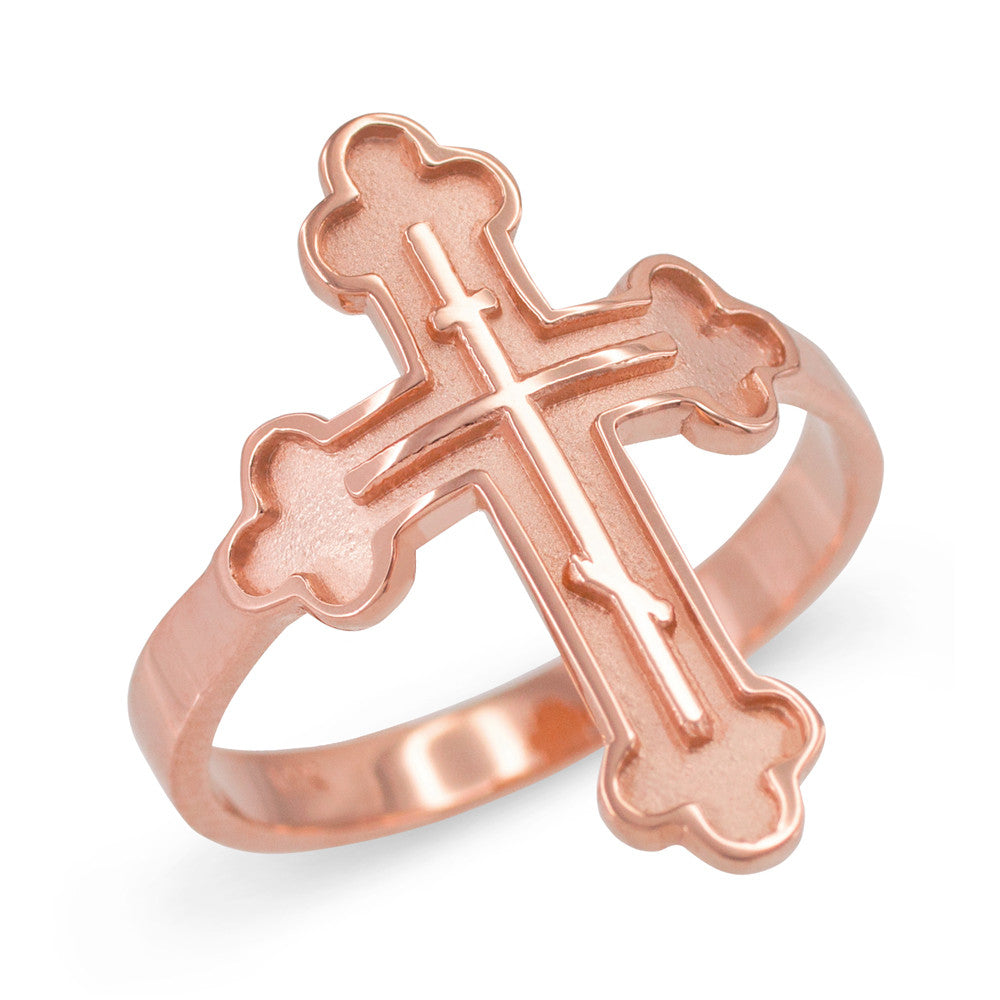 Gold Russian Orthodox Cross Ring, view 2