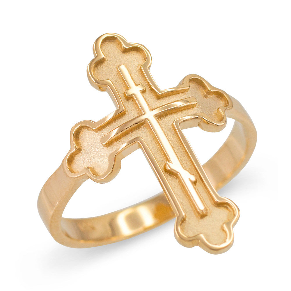 Gold Russian Orthodox Cross Ring, view 4
