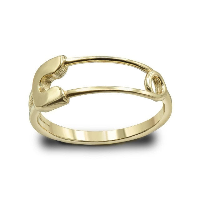 Gold Safety Pin Band Ring, view 4
