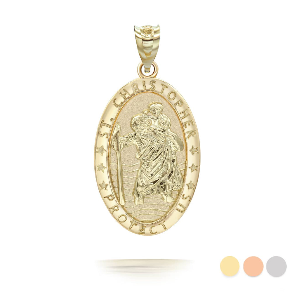 Gold Saint Christopher Pendant Necklace