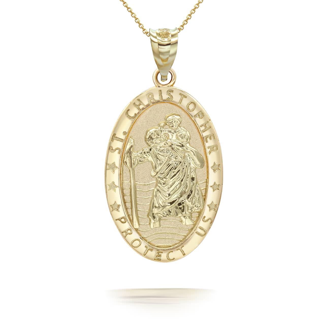 Gold Saint Christopher Pendant Necklace, view 4