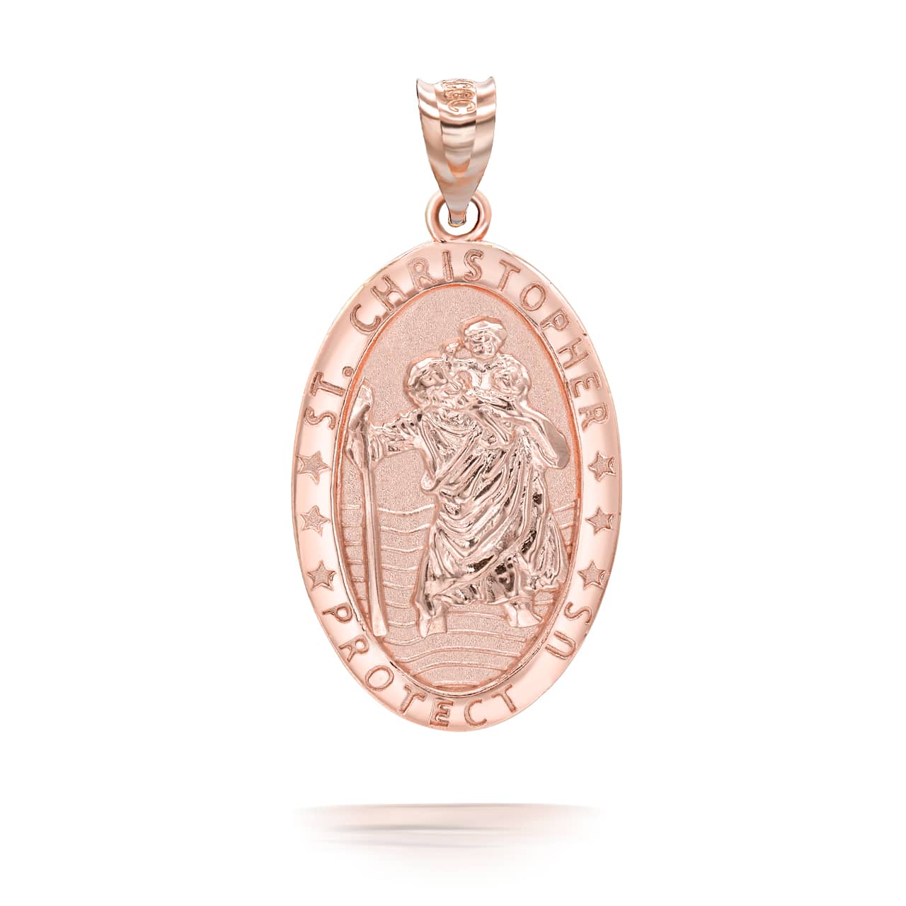 Gold Saint Christopher Pendant Necklace, view 5