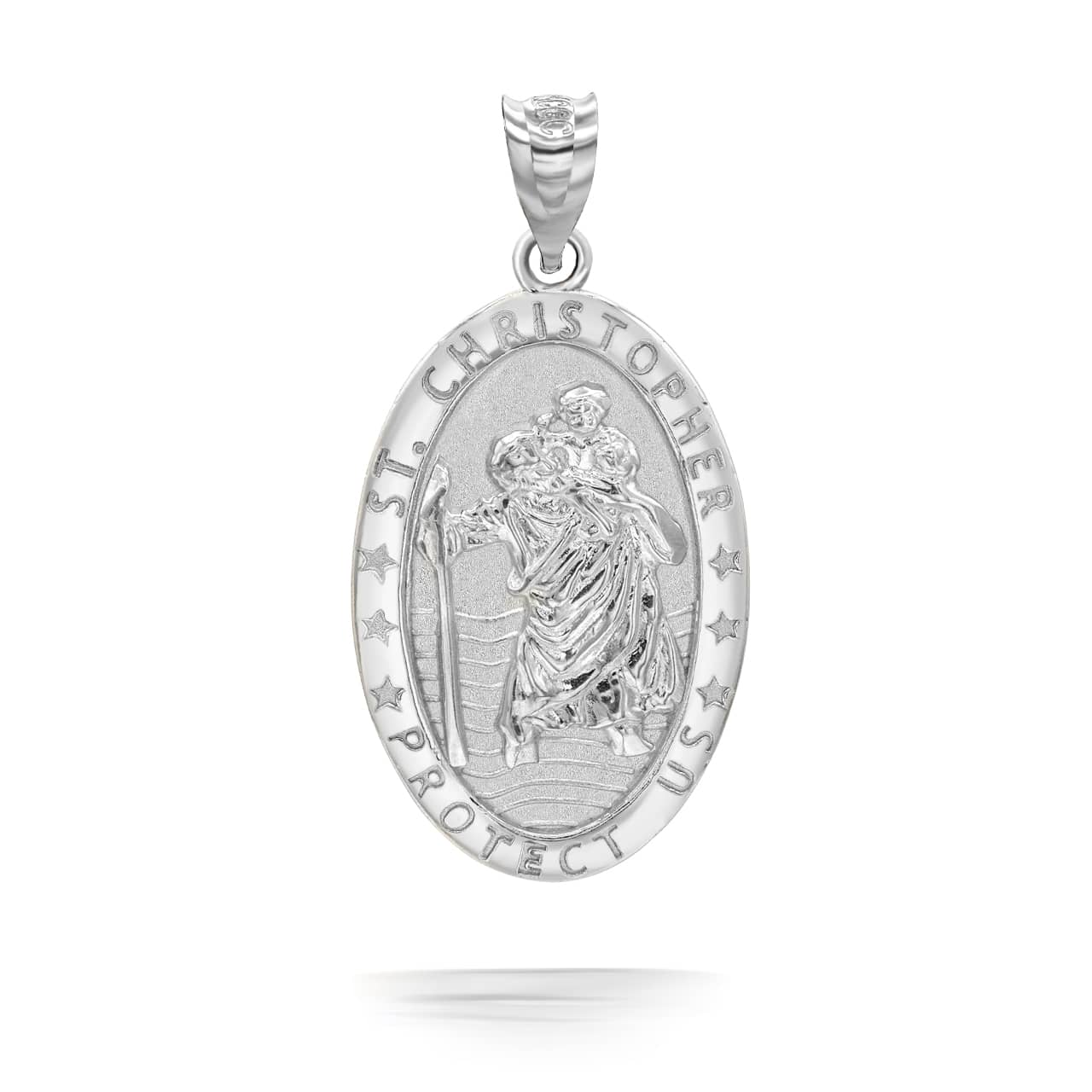 Gold Saint Christopher Pendant Necklace, view 6