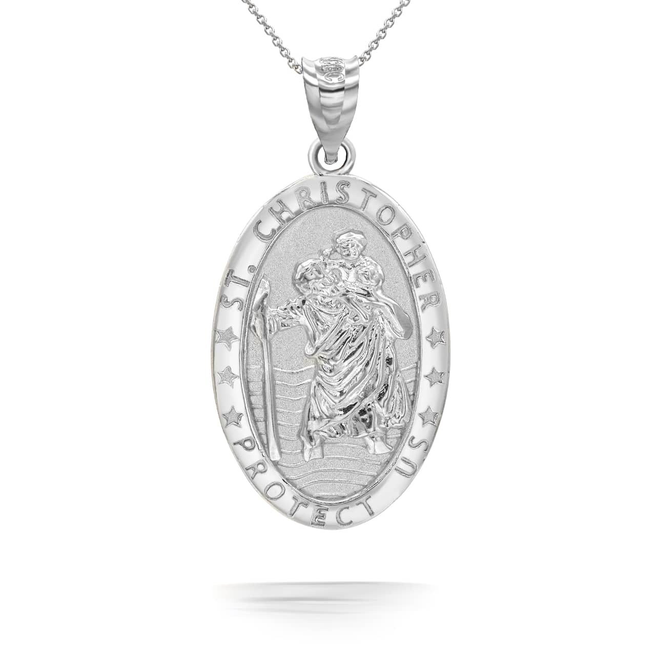 Gold Saint Christopher Pendant Necklace, view 7