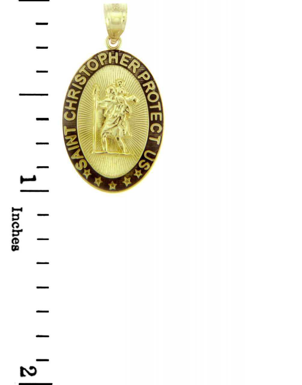 Gold Saint Christopher Protect Us Oval Necklace, view 2