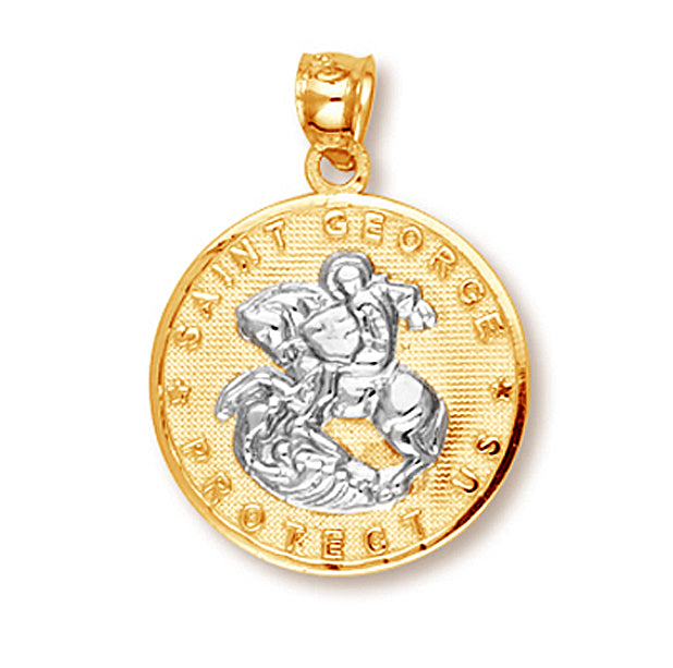 Gold Saint George Coin Pendant