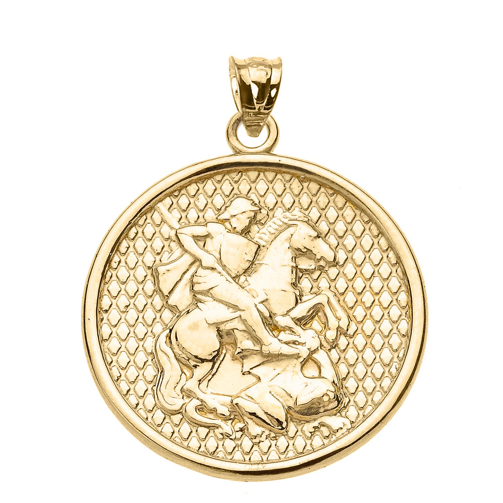 Gold Saint George Pendant Necklace, view 2