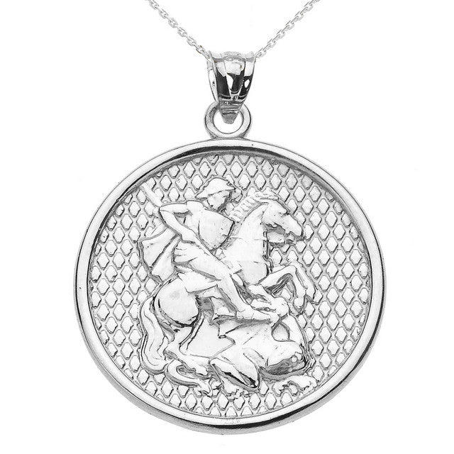 Gold Saint George Pendant Necklace, view 4