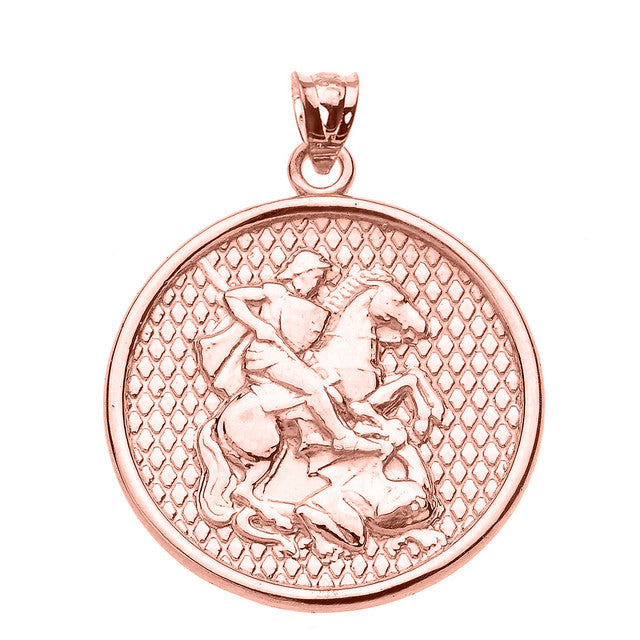 Gold Saint George Pendant Necklace, view 5